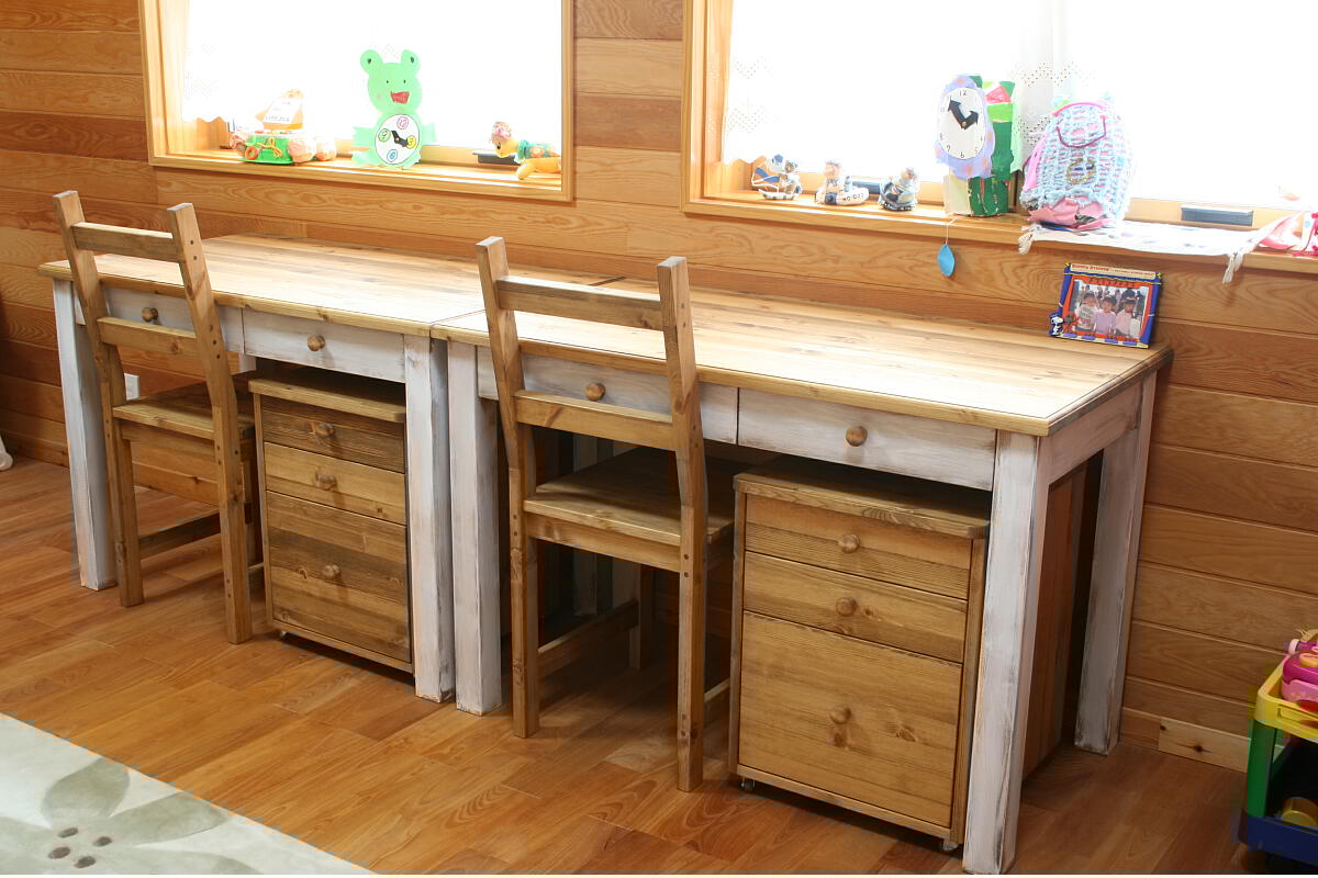 ツインデスク学習机(シャビー仕上げ)